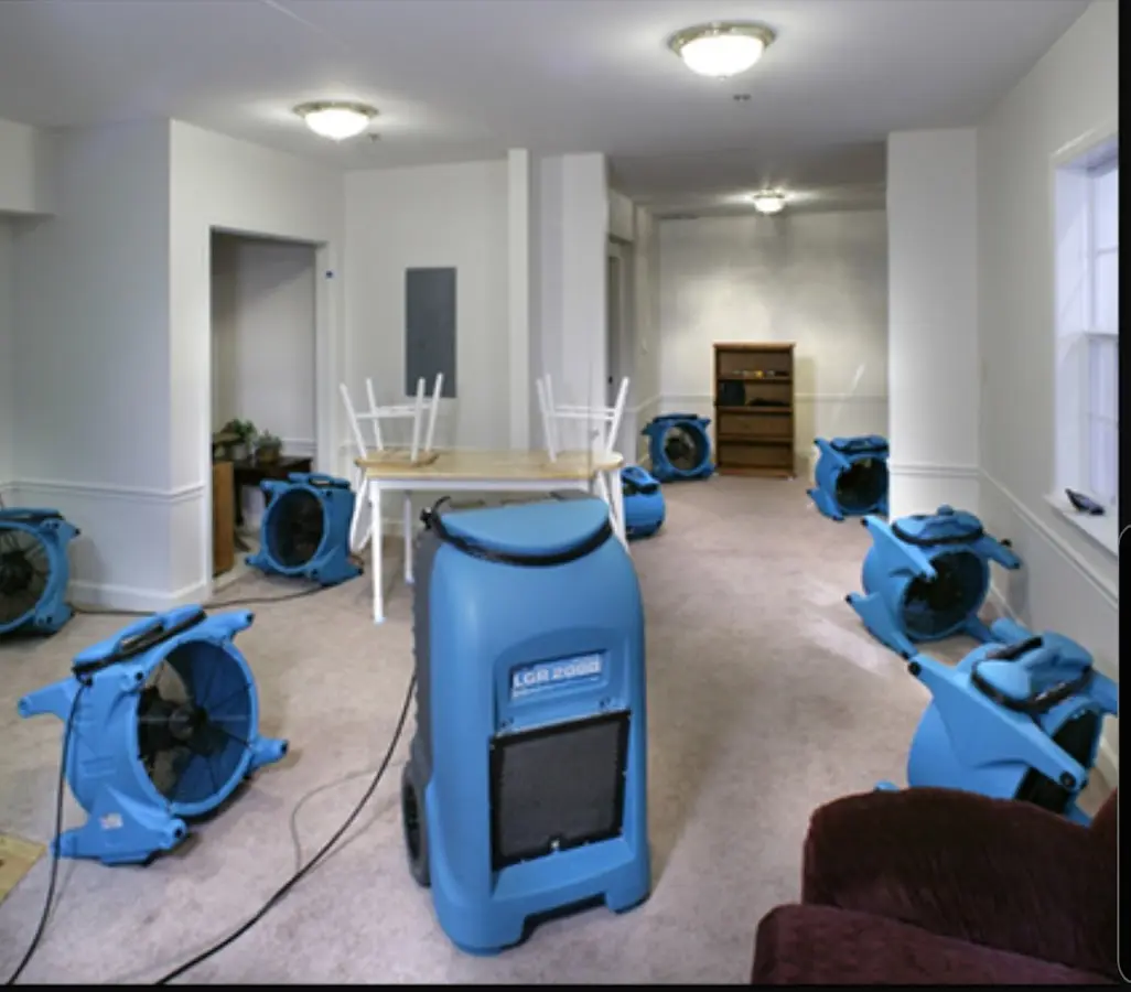 Air movers and dehumidifier setup for Water Extraction & Removal in Buffalo Grove